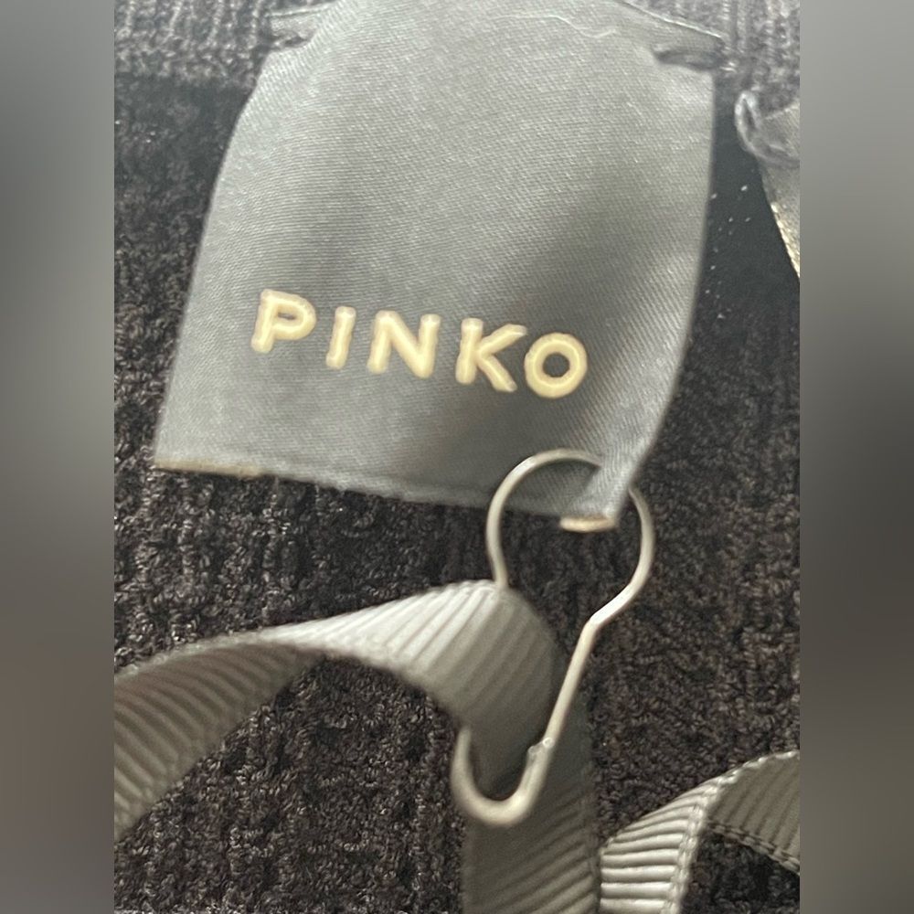PINKO Black Knit Fit & Flare Dress Square Neck Balloon Sleeves Size Small NWT - Picture 14 of 15